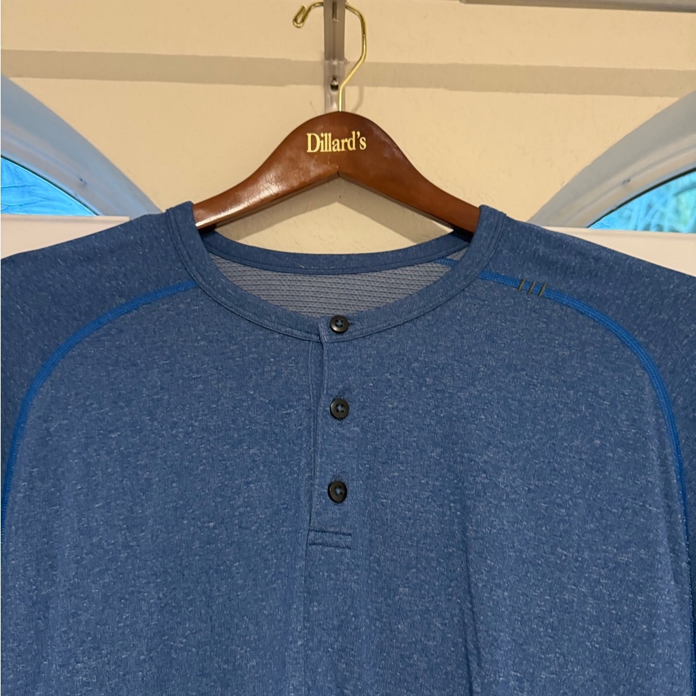 Lululemon Men’s Metal Vent Tech Long Sleeve Henley Shirt Size Large Blue Heather